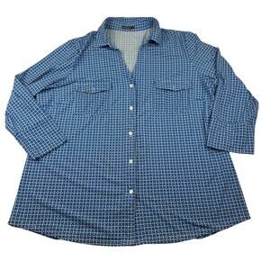 J. McLaughlin XL Blue Geometric Print Button Down Shirt